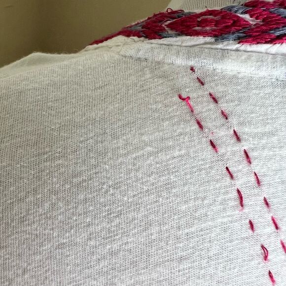 Anthropologie Paper Locket Peasant Top SMALL Embroidered Tasseled Cotton Red - Picture 9 of 9